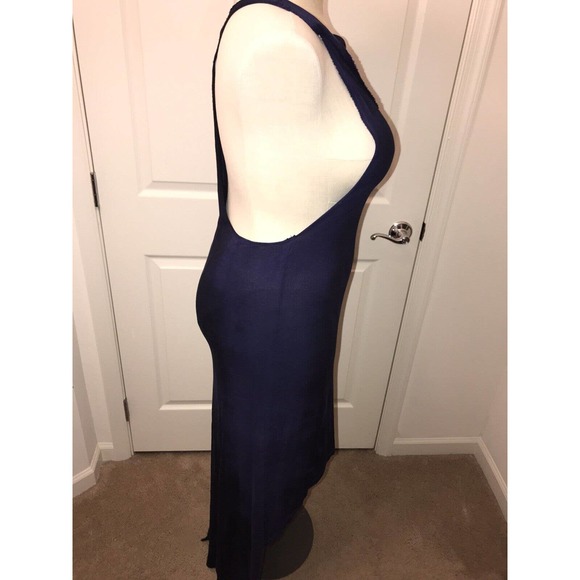FREE PEOPLE Jersey Dress, Medium, High Low Halter Back Blue summer dress - Picture 5 of 15